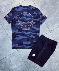 Bộ Quần Áo Cộc Tay Nam Hydrogen Mesh Rubber Skull Tech T-Shirt Màu Xanh Navy